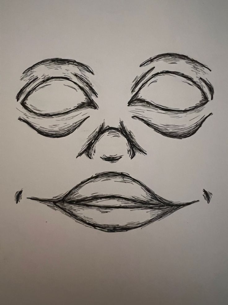 a drawing of a man's face with his eyes closed and mouth wide open