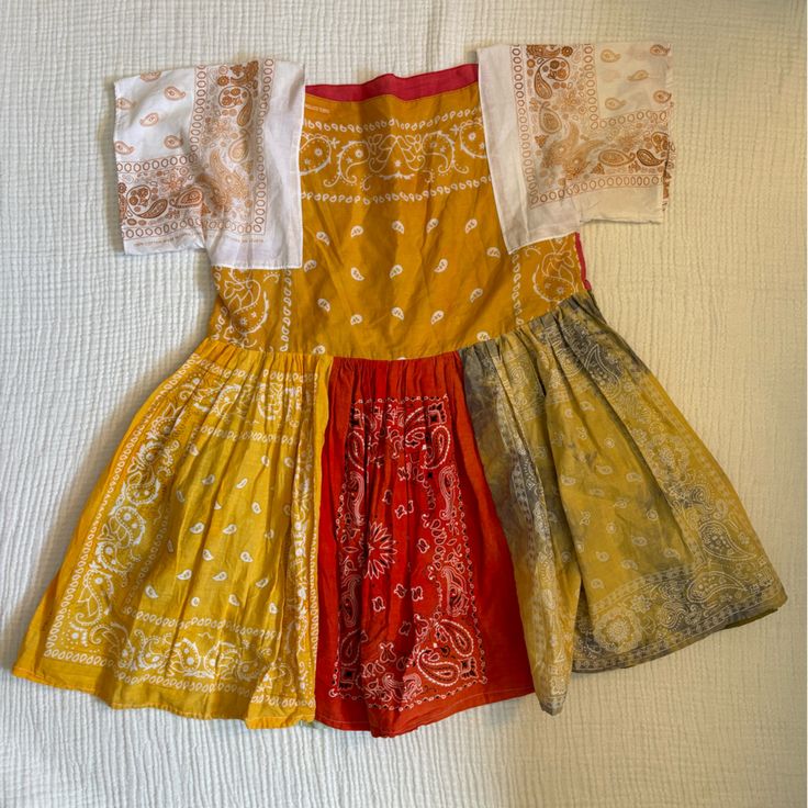 Psychic Outlaw Classic Bandana Dress. Absolutely Beautiful Bandana Dress By Psychic Outlaw. Excellent Craftsmanship And In Great Condition. The Tag Is Cleverly Sewn Inside The Pocket. Bandana Skirt, Bandana Dress, What To Make, Psychic, Red Yellow, Colorful Dresses, Womens Dresses, Skirt, Yellow