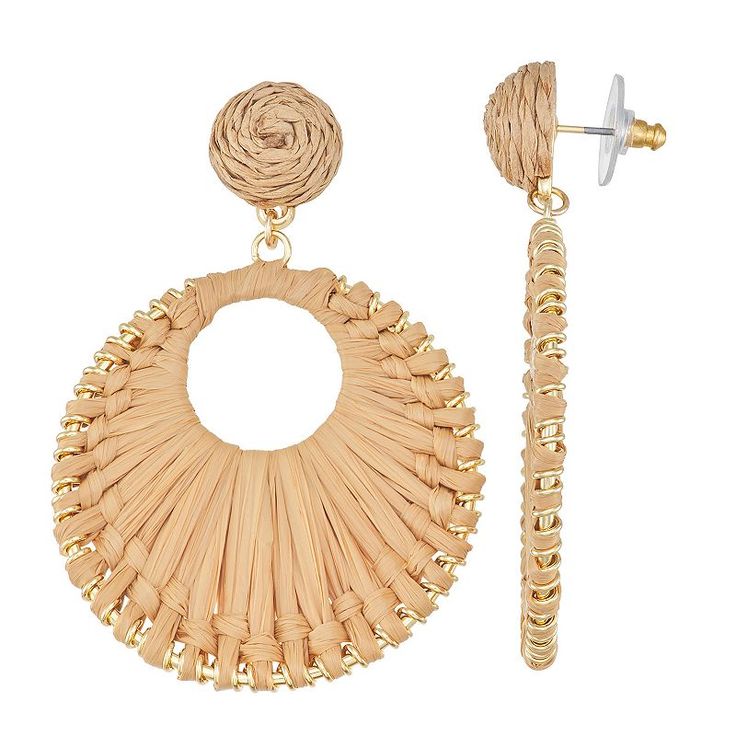 Add a bohemian touch of texture to any ensemble with these natural raffia-wrapped gold tone drop earrings from Sonoma Goods For Life. Click on this JEWELRY & WATCHES GUIDE to learn about fit, styles, materials and more! Add a bohemian touch of texture to any ensemble with these natural raffia-wrapped gold tone drop earrings from Sonoma Goods For Life. Click on this JEWELRY & WATCHES GUIDE to learn about fit, styles, materials and more! FEATURES Length: 60 mm Backings: post Metal: alloy Material: Post Metal, Jewelry Earrings Hoops, For Life, Jewelry Watches, To Learn, Gold Tones, Jewelry Earrings, Hoop Earrings, Women Jewelry