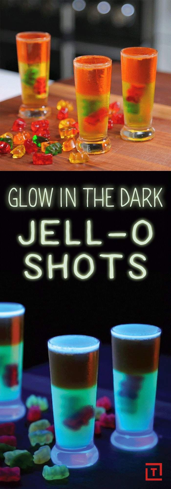 glow in the dark jello shots with gummy bears