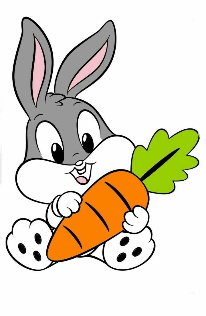 a cartoon rabbit holding a carrot