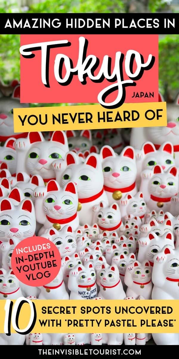 there are many white cats with red spots on their faces and the words tokyo you never heard of 10 secret spots uncovered with pretty pastel please