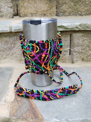 Drink Carrier | Mardi Beads Fabric | Stitchpaint Drink Carrier, Drink Tumbler, Boys And Girls Club, Drinking Accessories, Drinks Tumbler, Water Bottle Holders, Drink Holder, Diy Sewing Projects, Girls Club