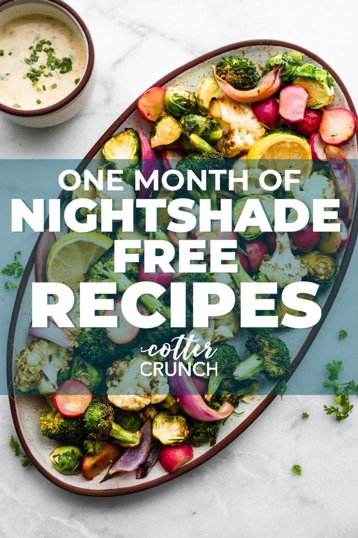 Cotter Crunch nightshade free recipes month! Follow along as we discuss: what are nightshades and, how nightshades affect the body. PLUS get our new meal plan with nightshade free recipes and grocery list. #nightshadefreerecipes #reduceinflammation #glutenfreemealplan #glutenfree Cotter Crunch, Nightshade Vegetables, Nightshade Free Recipes, Gluten Free Meal Plan, Roasted Cauliflower Soup, Free Meal Plans, Aip Recipes, Diet Guide, Lunch Snacks