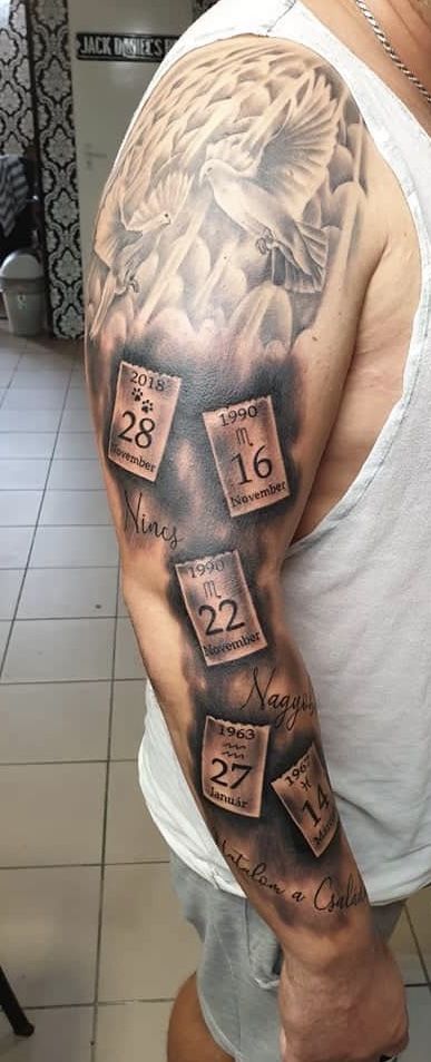 Family tattoo Tattoo Of Family Ideas, Family Men Tattoo Ideas, Family Tree Tattoo Stencil, Grandparents Tattoo For Men, Small Family Tattoos Men, Tattoo Ideas That Represent Family, Men’s Family Tattoo Ideas, Family Tattoos Sleeve, Family Representation Tattoos