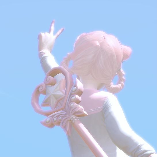 a statue of a girl holding a star on top of a pink pole in front of a blue sky