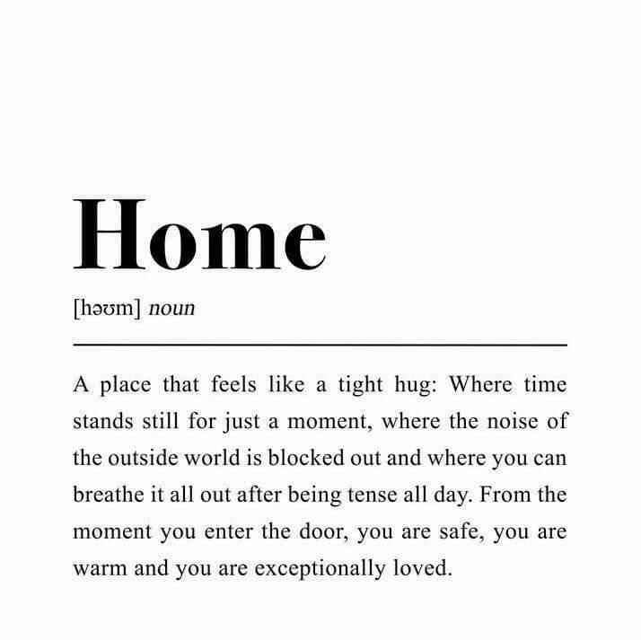 a poem written in black and white with the words home