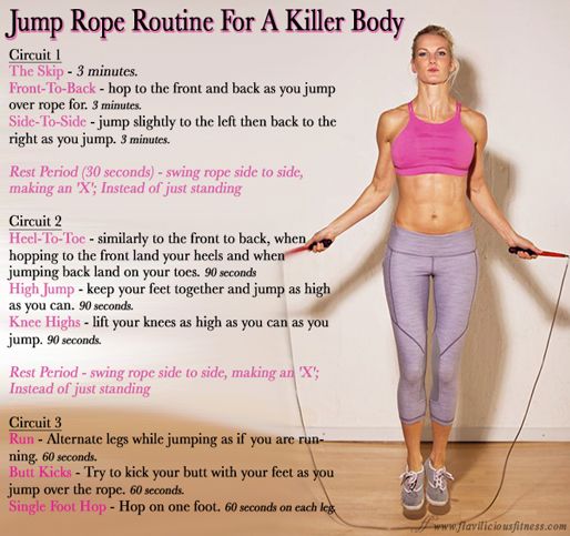 a woman doing jump rope routine for a killer body with instructions on how to do it