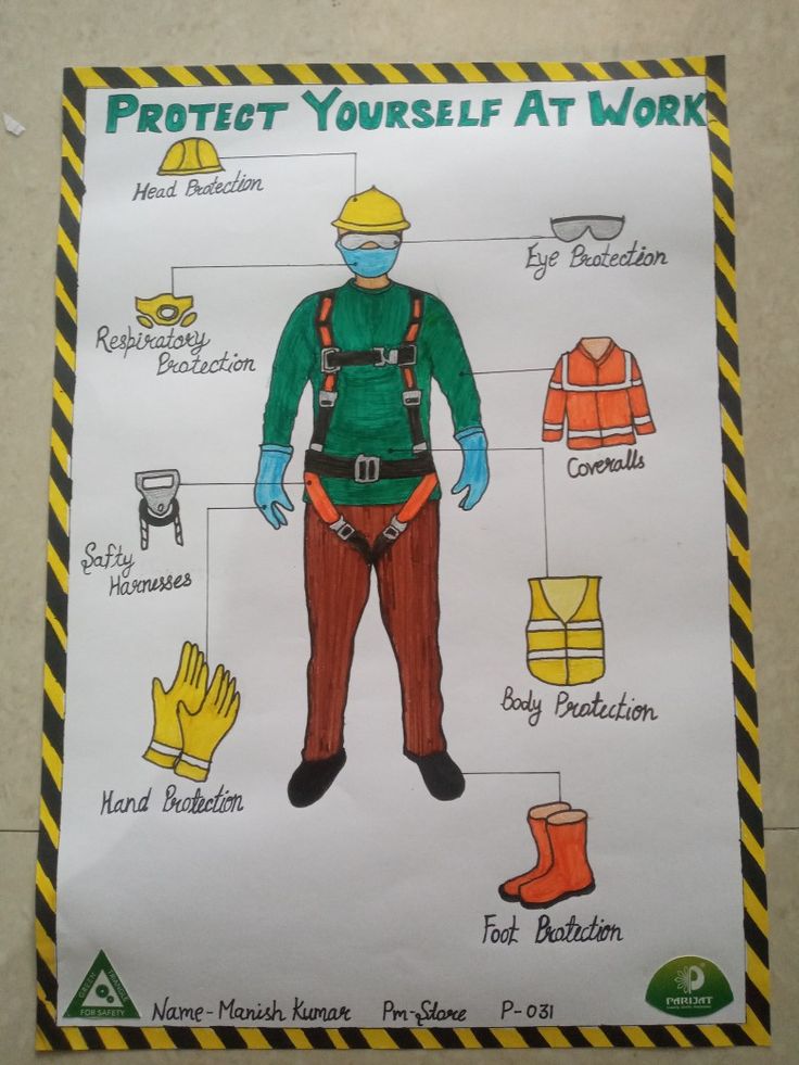 a poster with an image of a man wearing safety gear