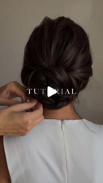 Easy Bridesmaid Hair Updo Diy, Modern Chignon Updo, Updo On Medium Length Hair, Pretty Buns For Long Hair, Low Classy Bun, Diy Low Bun Wedding Hair, How To Do A Chignon Bun, Up Do Medium Length Hair, Low Bun Hairstyles Long Hair