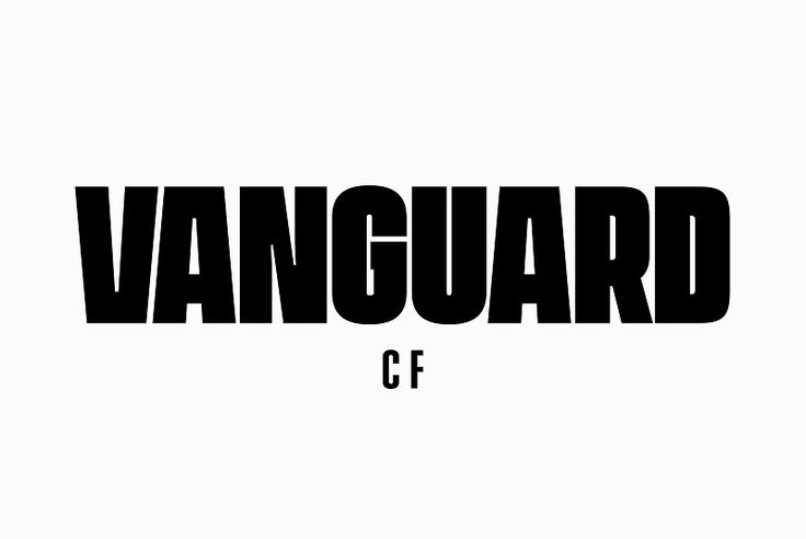 the word vanguaard is written in black on a white background