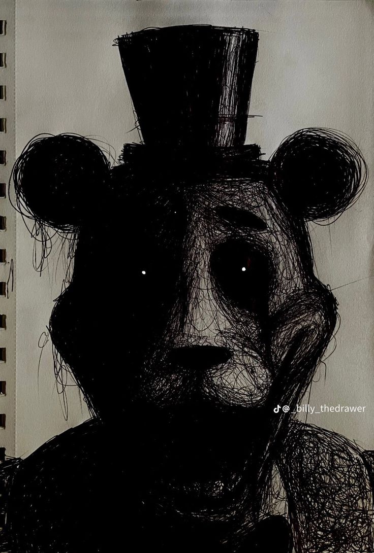 a drawing of a bear wearing a top hat