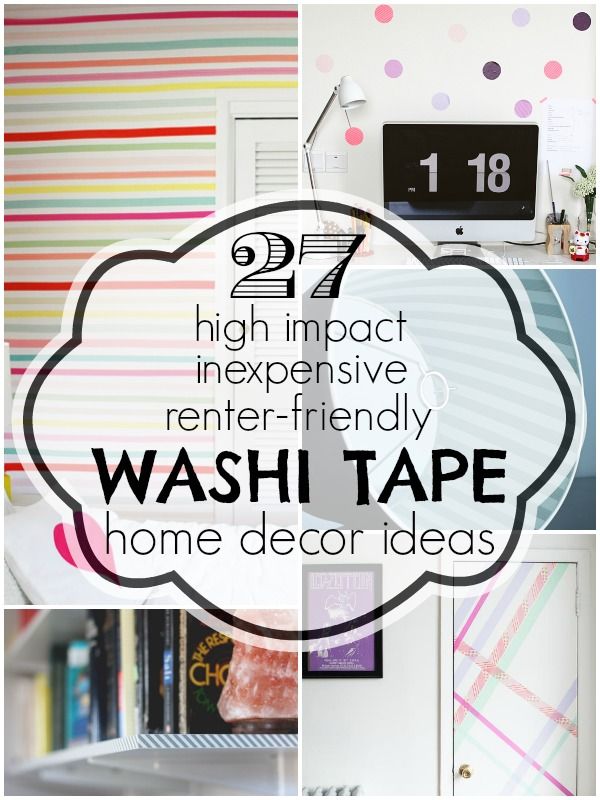 the words washi tape are written in different colors and sizes, along with images of colorful