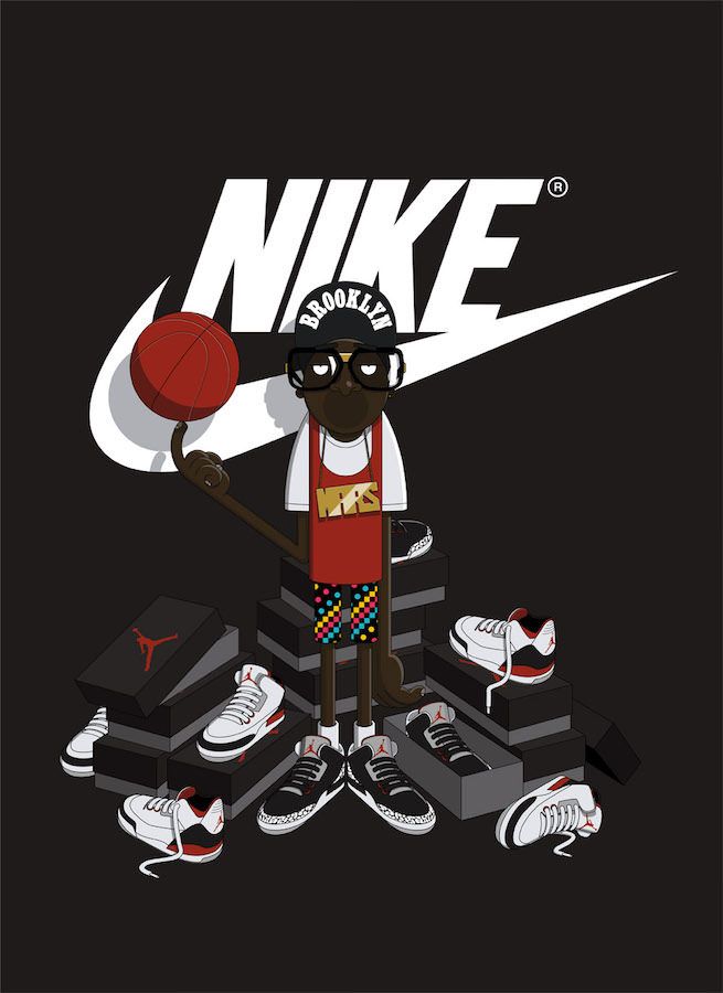 a cartoon character holding a basketball in his right hand and standing next to other shoes