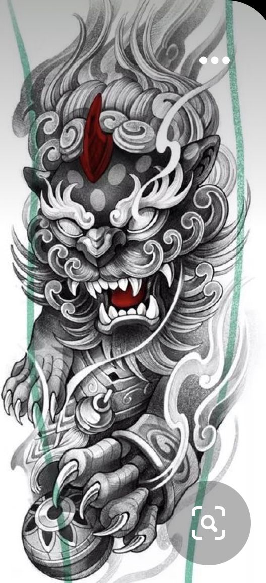 Tato Irezumi, Japanese Foo Dog, Foo Dog Tattoo Design, Japanese Hand Tattoos, Tato Tradisional, Foo Dog Tattoo, Samurai Tattoo Design, Japan Tattoo Design, Traditional Japanese Tattoos