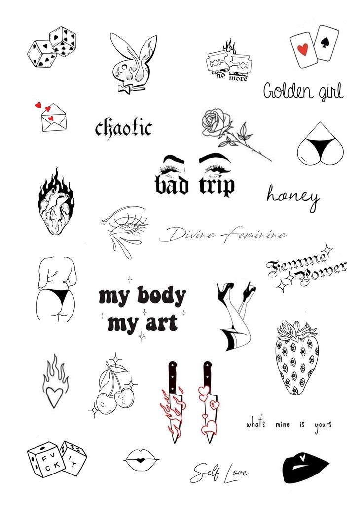 some tattoos that are on the back of a white sheet