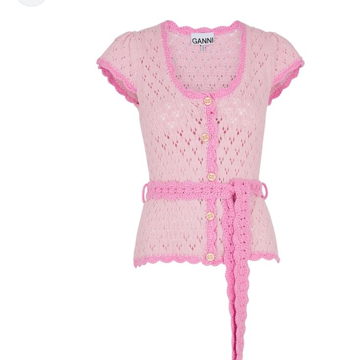 Nwt Size Large Super Cute Future Clothes, Pointelle Knit, Knitted Romper, Lace Short, Pink Cardigan, Short Sleeve Cardigan, Cotton Cardigan, Sleeve Cardigan, Knit Cotton