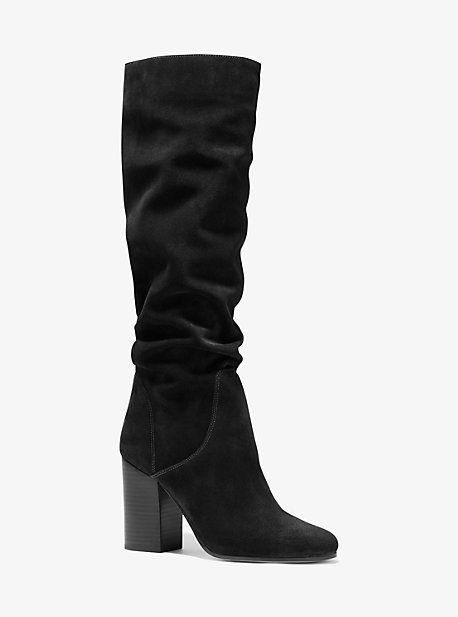 Strut in style in our Leigh boots. Crafted from rich suede and rendered in a slouchy silhouette this pair strikes a Bohemian-chic note—the perfect combination of cool and sophisticated. Wear them with the season’s floral-printed midi dresses for an of-the-moment look. Michael Kors Boots, Slouched Boots, Stylish Boots, Floral Print Midi Dress, Black Suede Boots, Beautiful Boots, Designer Boots, Bohemian Chic, Suede Booties