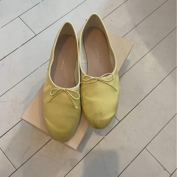 Worn Once And Realized They’re Not For Me! Sold Out Online For This Size! They Fit True To Size And Will Come In The Shoebox. Yellow Flats With Removable Insole, Loeffler Randall Gold, Loeffler Randall Ballet Flats, Yellow Slip-on Closed Toe Loafers, Loeffler Randall Shoes, Loeffler Randall, Shoe Box, Loafer Flats, Ballet Flats