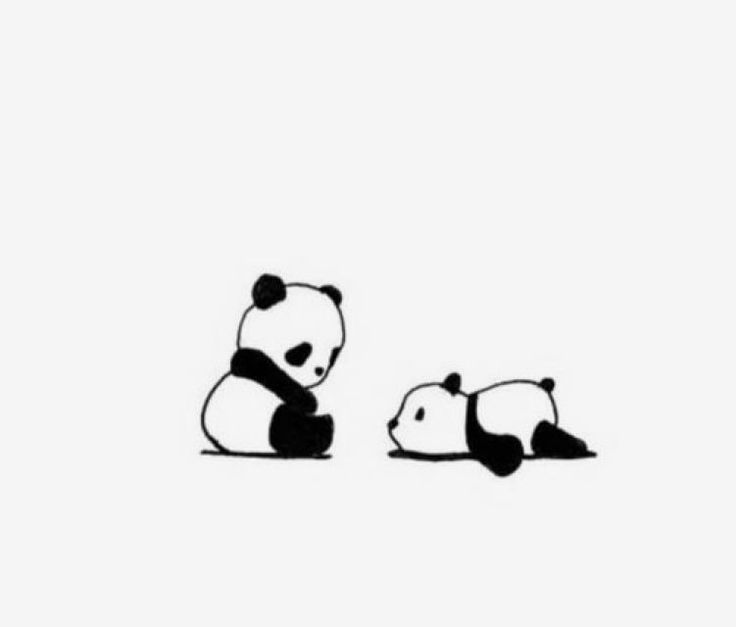 two panda bears sitting next to each other on a white background with black outlines