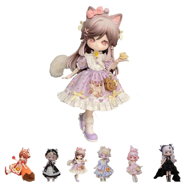 a doll with many different outfits and accessories