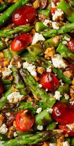 asparagus and cherry salad with feta cheese