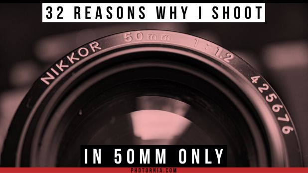 a camera lens with the words, 52 reason why i shoot in 50mm only