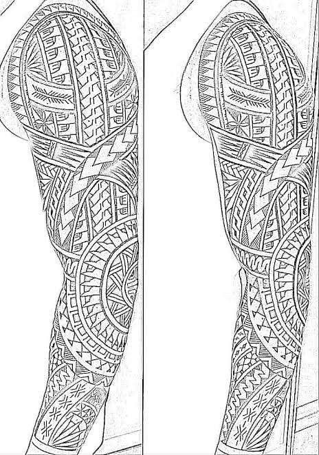 an arm tattoo with intricate designs on it