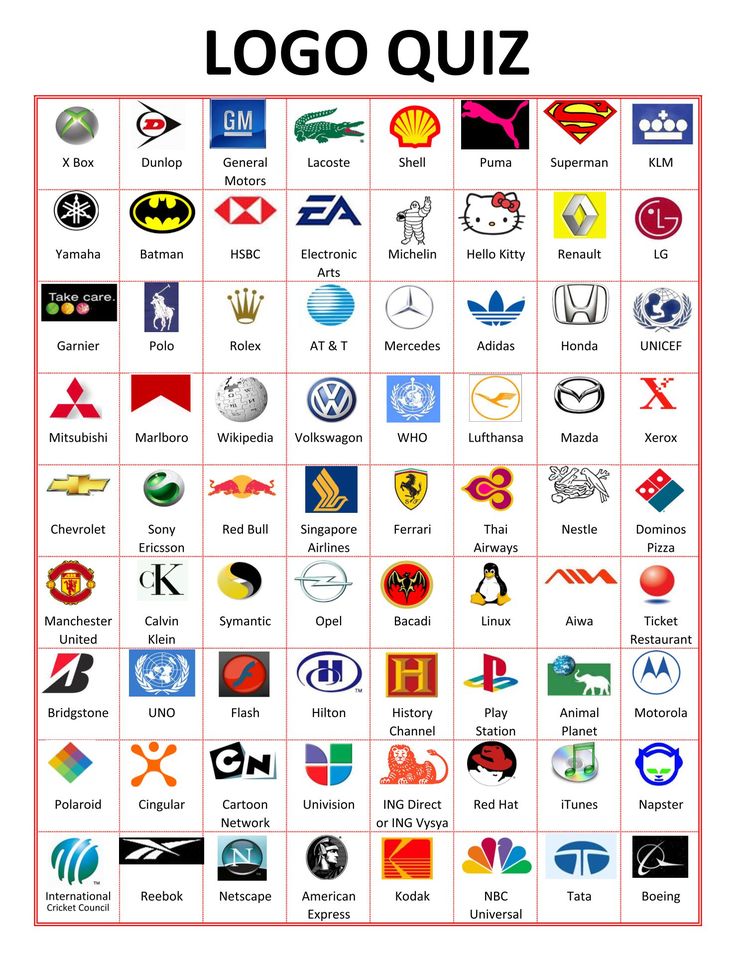 the logo quiz is shown with many different logos on it, including letters and symbols