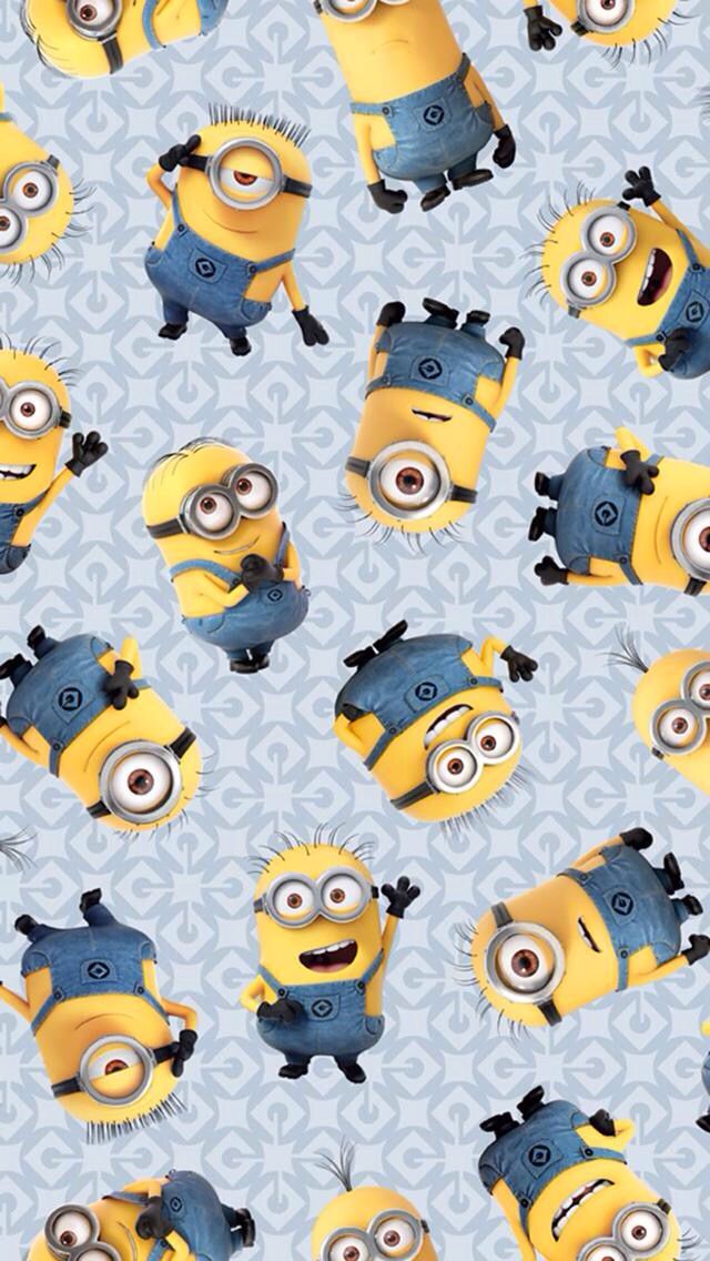 the yellow and blue minion fabric has eyes on it's face, while other minions characters are in the background