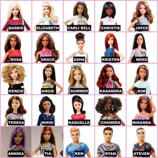 barbie dolls with names and pictures on them