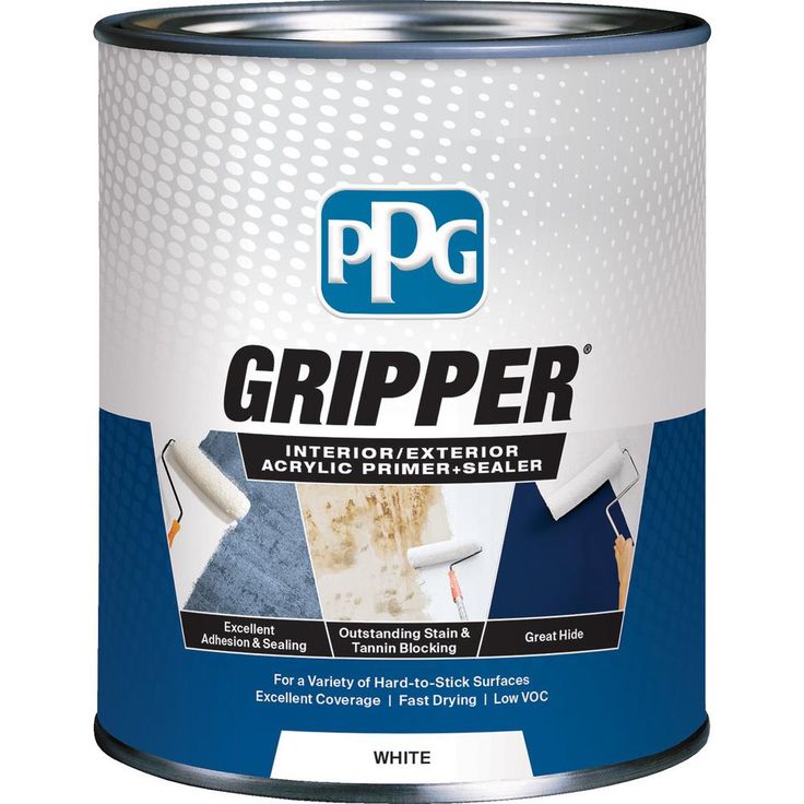 a can of white paint with the words gripper on it