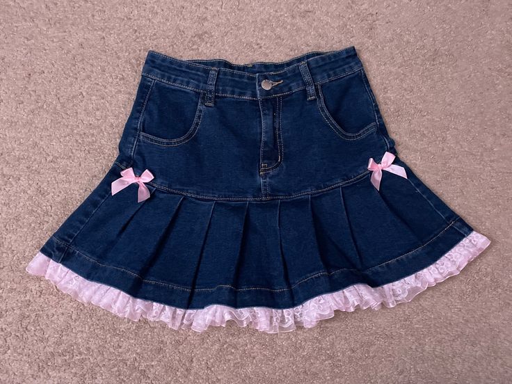 Kwaii Skirt, Cutecore Skirt, Fitted Kawaii Mini Skirt, Jean Skirt Cutecore, Coquette Denim Skirt, Cutecore Pink, Cutecore Clothes, Fairy Kei Mini Skirt With Ruffles, Kawaii Skirt