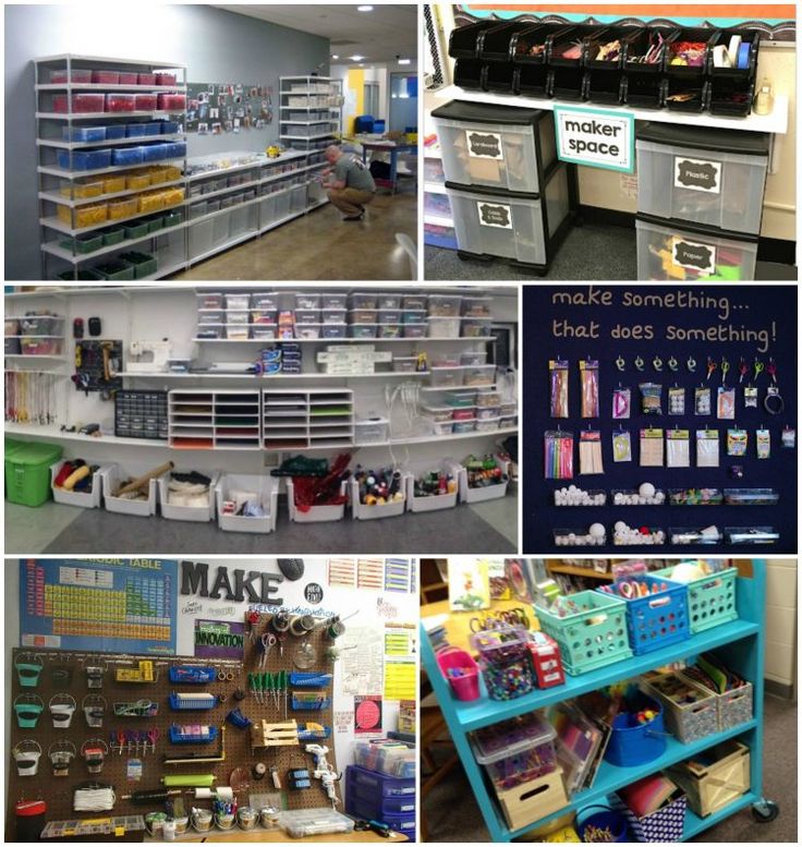 there are many different shelves in the store and one is filled with crafting supplies