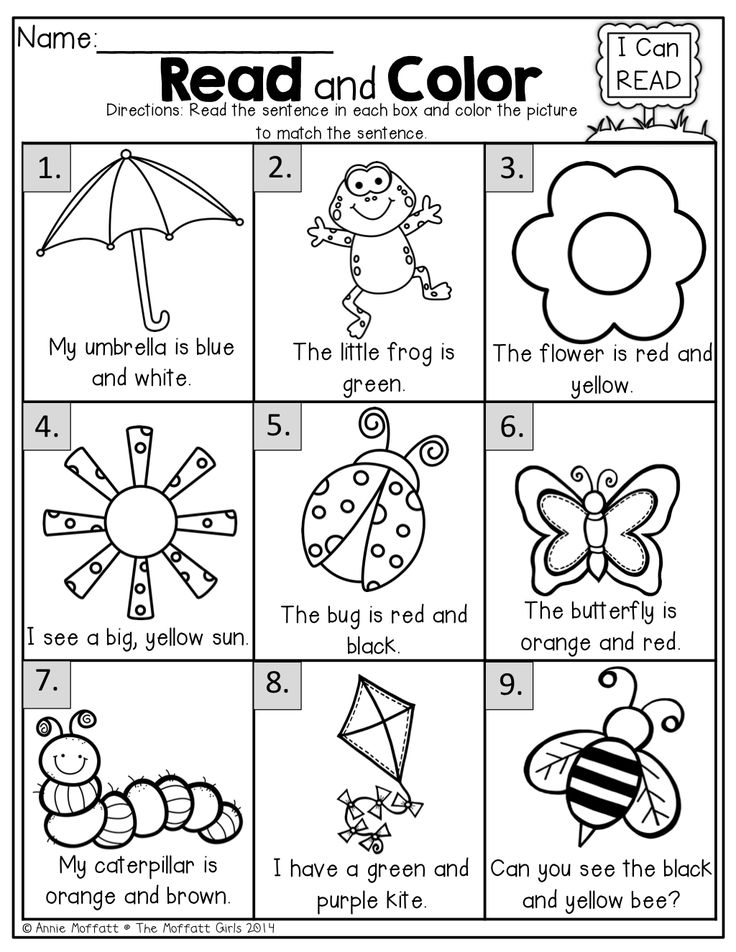 the printable worksheet for reading and color