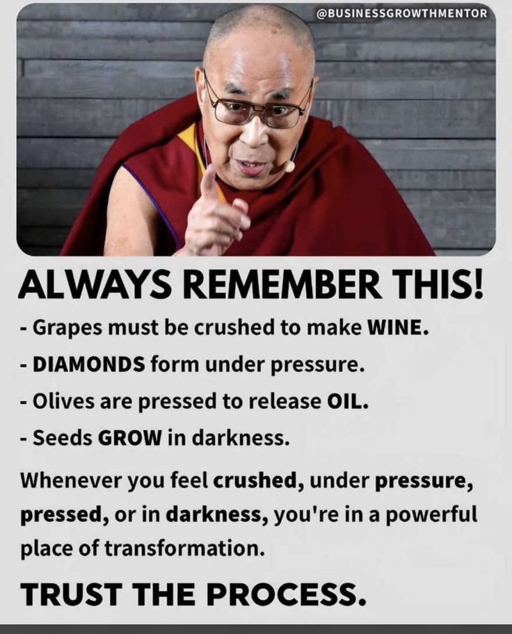 a poster with an image of the buddha pointing to his right and saying, always remember this grapes must be crushed to make wine