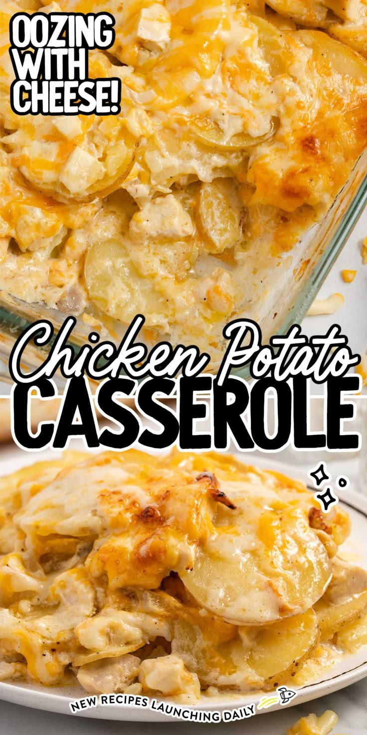 chicken casserole with cheese on the side