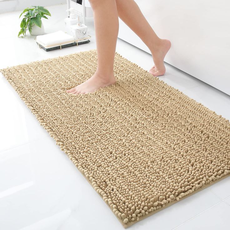 PRICES MAY VARY. Ultra Soft and Shaggy: Luxury bathroom rugs provide a soft and comfortable feel, offering comfort and support for your feet. The soft pile soothes tired feet and provides a barrier against the cold floor. With 0.98-inch fluffy microfiber fibers and a unique fiber-locking technique, these rugs are designed for a soft and plush experience. Every time you step out of the shower or bathtub, you can enjoy a comfortable and cozy sensation Quick Water Absorption: Our shaggy light grey Gray Bath Rug, Luxury Bathroom Rug, Chenille Bathroom Rugs, Chenille Bath Mat, Bath Runner, Bathroom Runner Rug, Bathroom Oasis, Rug Mat, Water Absorption