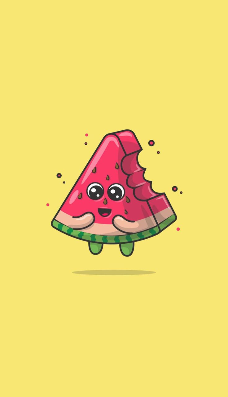 a slice of watermelon with eyes drawn on it