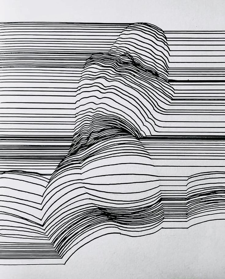 an abstract black and white photo with lines in the shape of mountains on top of each other