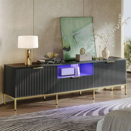 a living room scene with focus on the sideboard