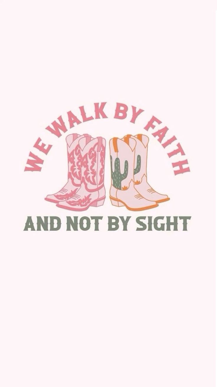 the words we walk by faith and not by sight are shown in pink, orange and green