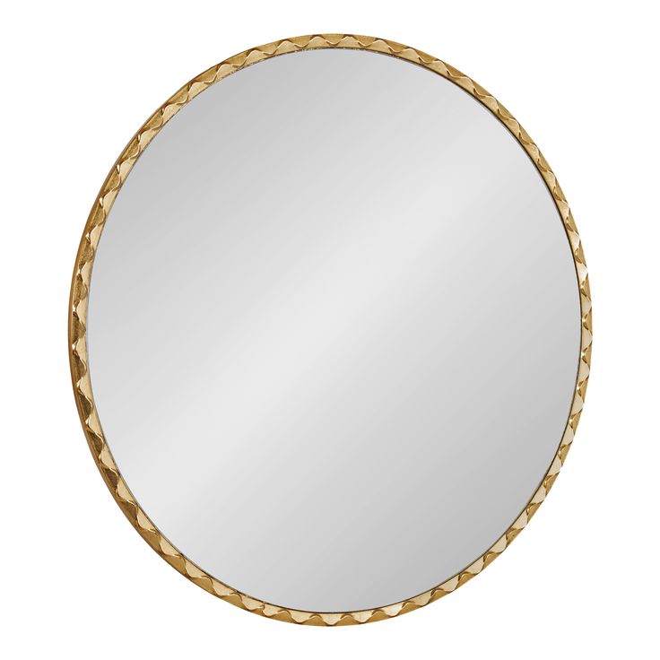 a round mirror with gold rope around the edges and a white background, it is shown