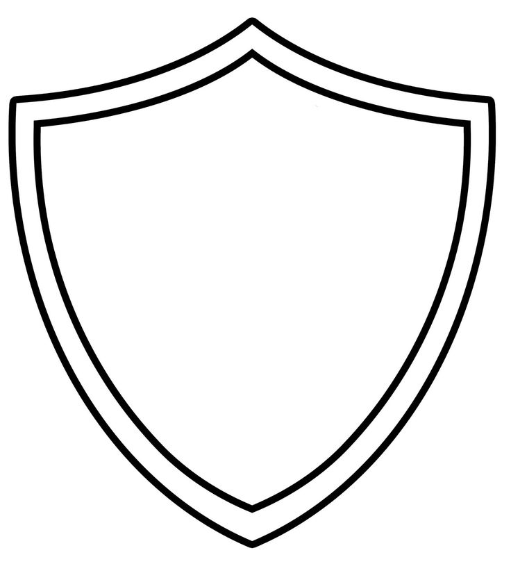 a black and white image of a shield with two sides facing each other, on a white background