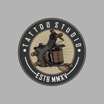 tattoo studio logo with an old style tattoo machine