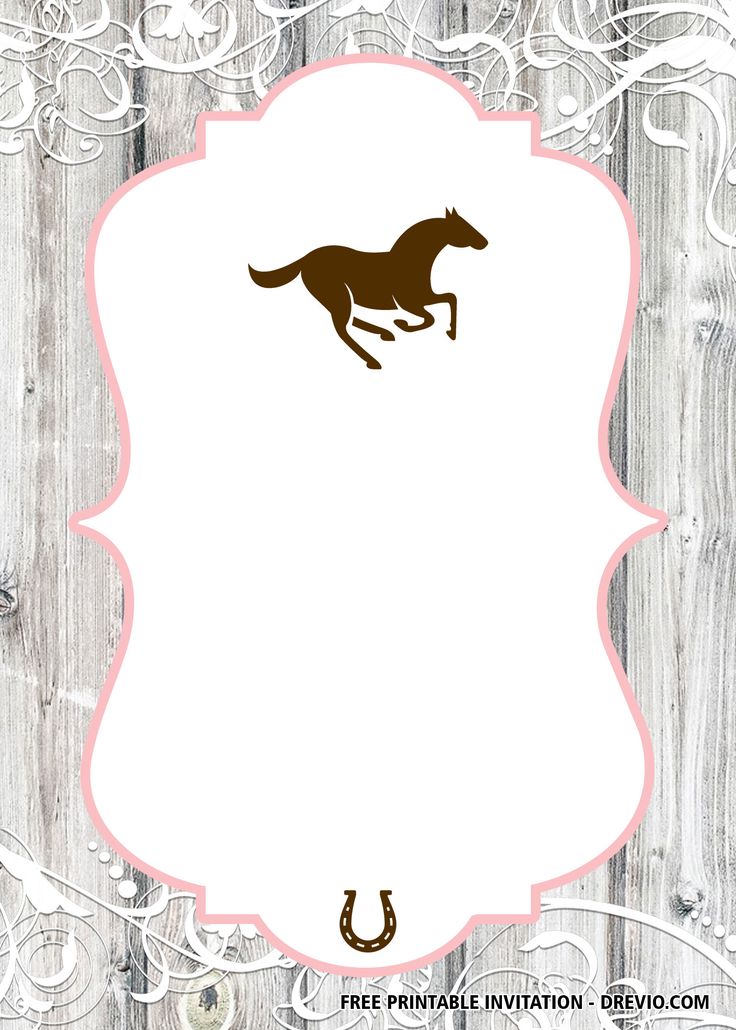 a card with a horse on it and the word free printable invitations below