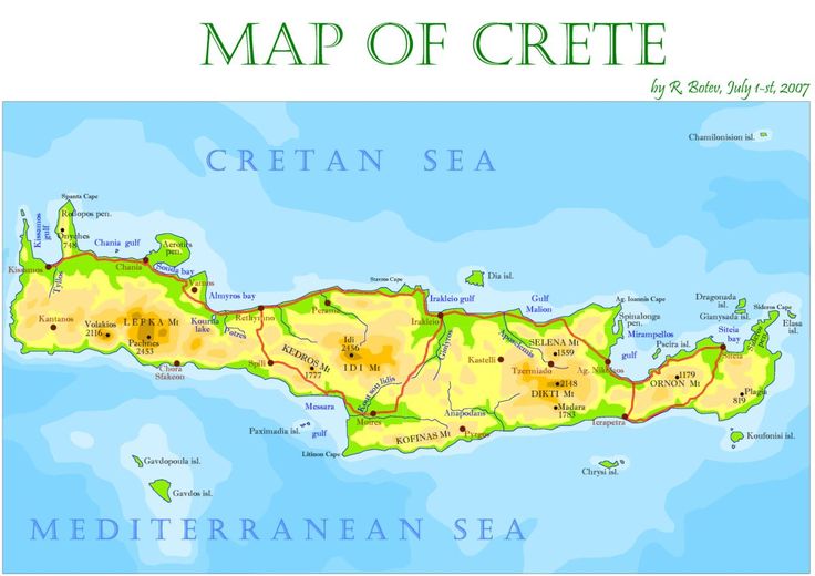 a map of the island of crite