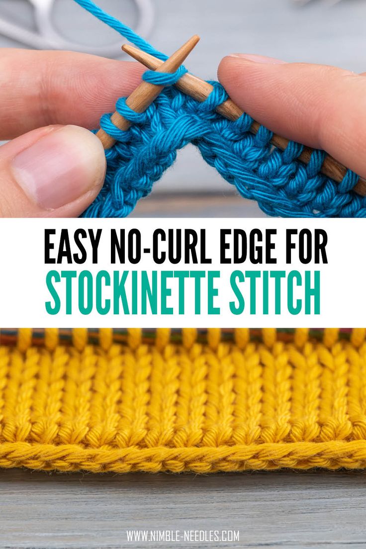 someone is crocheting the yarn on top of an object with text overlay that says, easy no - curl edge for stockinette stitch