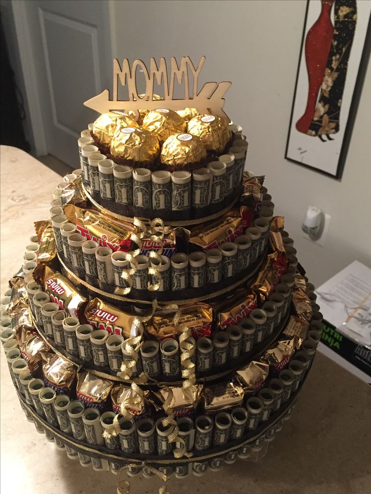 a cake made to look like a stack of chocolates