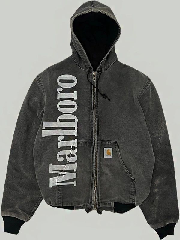 Marlboro Carhartt Grey Jacket Grey Jacket, Carhartt Jacket, Men's Leather Jacket, Embroidered Hoodie, Mode Inspo, Mode Vintage, Leather Jacket Men, Dream Clothes, Look Cool